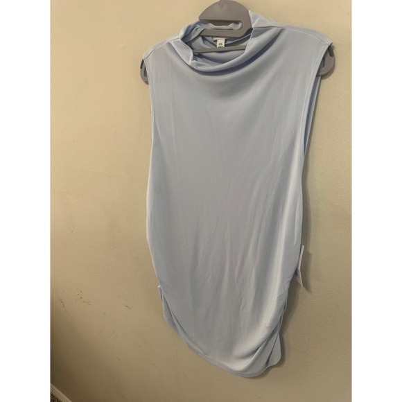Nine West Tops - Nine West Womens XXL Light Blue Cowl Neck Sleeveless Ruched Side Blouse NWT